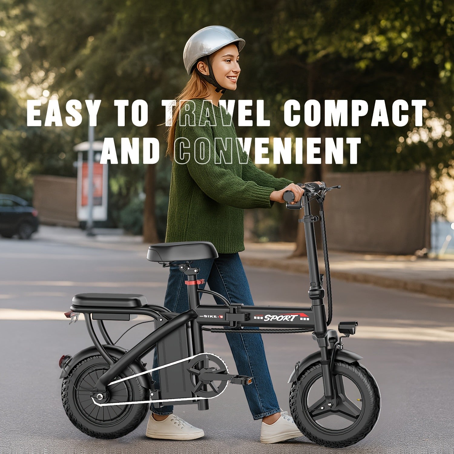500W Folding Electric Bike for Adults 20MPH 25-Mile Range – Lightweight Commuter E-Bike with 48V 10AH Removable Battery, Disc Brakes, 385 LB Capacity, Multi-Shock Absorption