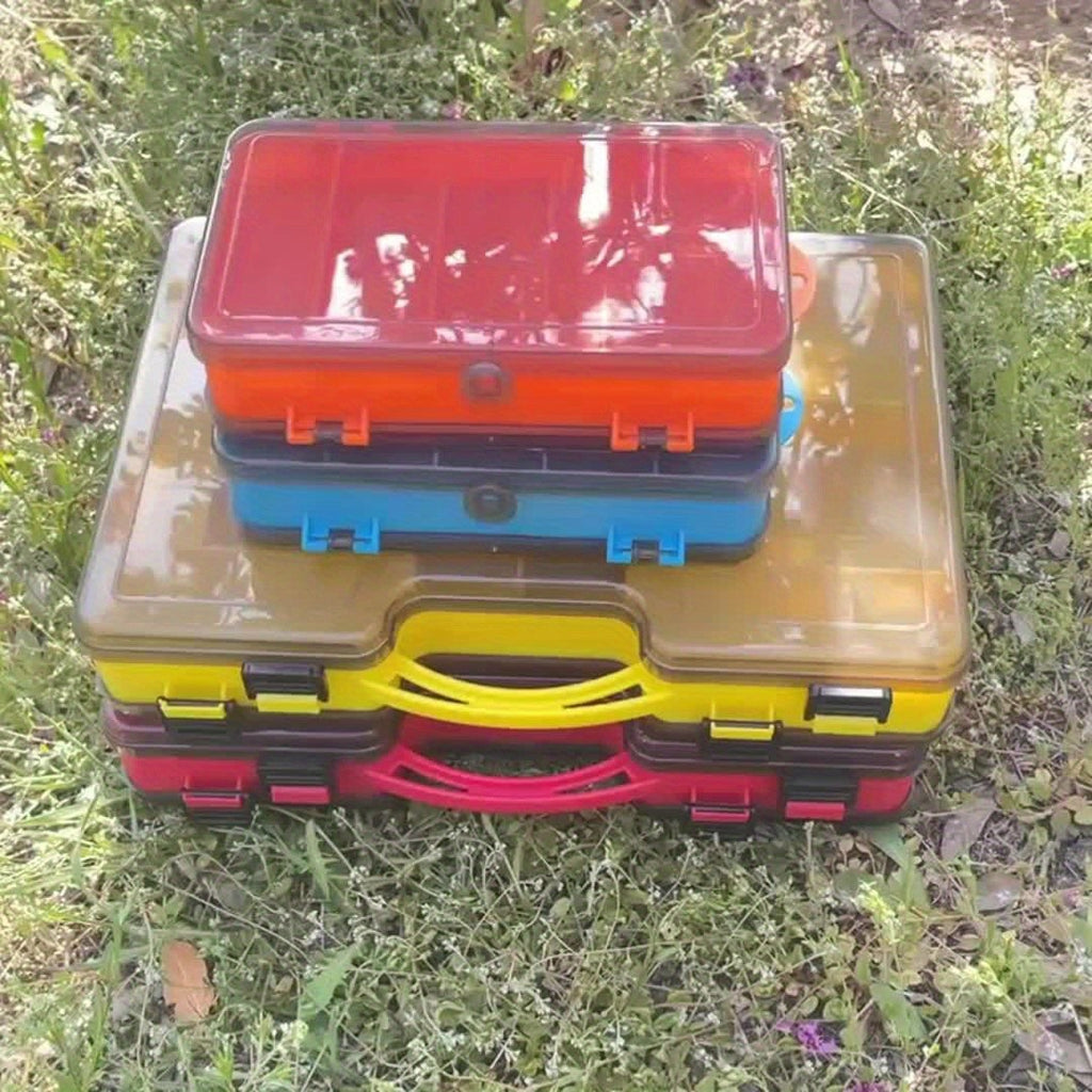 Fishing Tackle Box Two-Sided Storage Portable - Multi-Functional Lure Organizer for Bass Trout Freshwater Saltwater Fishing, Large & Extra Large Sizes, Orange Red Yellow Blue Black White