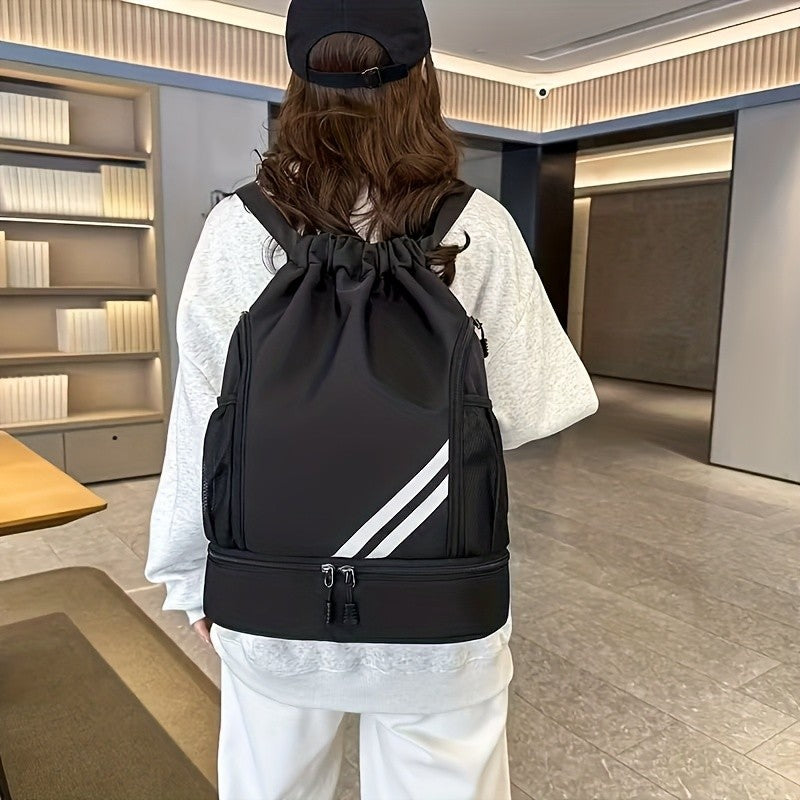 Drawstring Sports Backpack Gym Bag Lightweight for Men & Women – Basketball, Yoga & Fitness Bag with Shoulder Strap, Polyester Lining & Drawstring Pouch