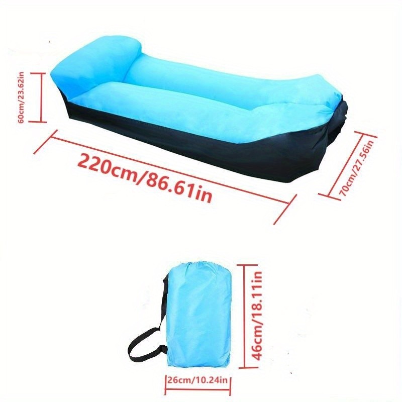 Portable Inflatable Camping Sofa Lounger Chair – Quick Inflate Outdoor Recliner for Beach, Backyard & Camping in Blue, Purple, Red & Green