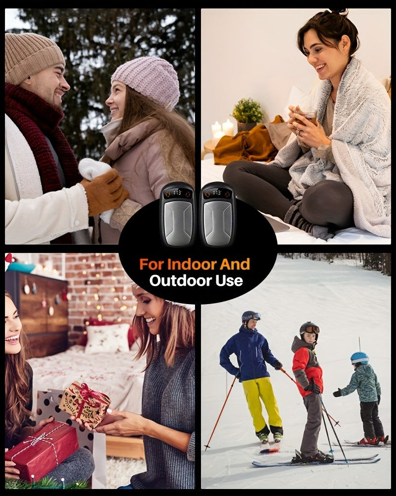 2-Pack Rechargeable Hand Warmers with COB Light & Magnetic Base - 12 Hours Warmth Electric Portable Hand Warmer with High Lumen Flashlight for Camping, Hiking, Winter Outdoor Use - Christmas Gift for Women Men