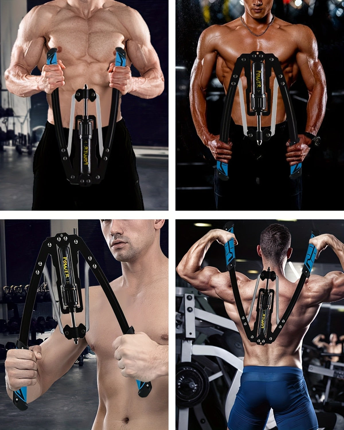 Hydraulic Arm Trainer 22-440 lbs 20-Level Resistance Home Gym Upper Body Strength Machine Chest Shoulder Back Bicep Foldable Carbon Steel Non-Slip