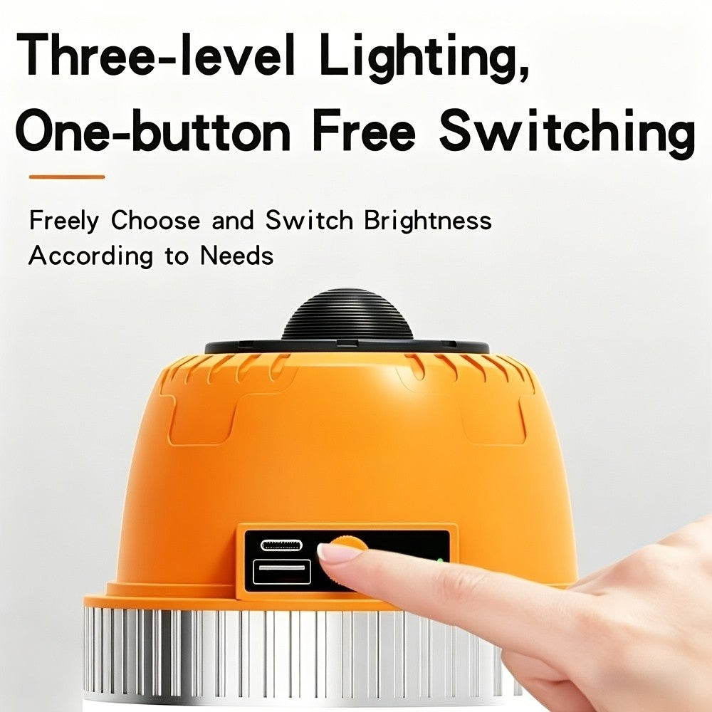 LED Camping Lantern USB Rechargeable – Ultra Bright Hanging Tent Light with Built-In Battery & Emergency Phone Charger for Camping, BBQ, Patio & Outdoor Use | Orange
