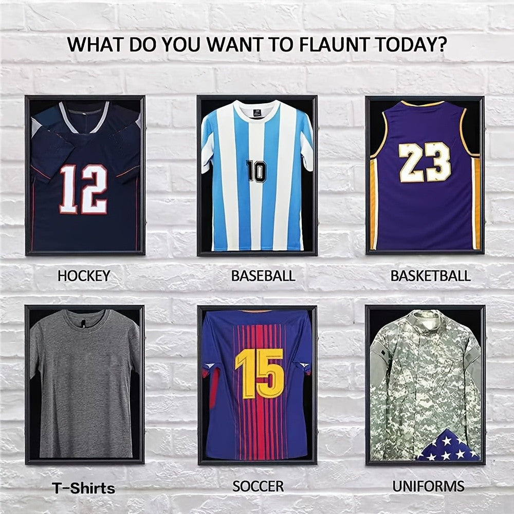 Jersey Display Frame Case Lockable Shadow Box UV Protection Matte Black – Baseball Basketball Football Soccer Hockey Sports Shirt Memorabilia