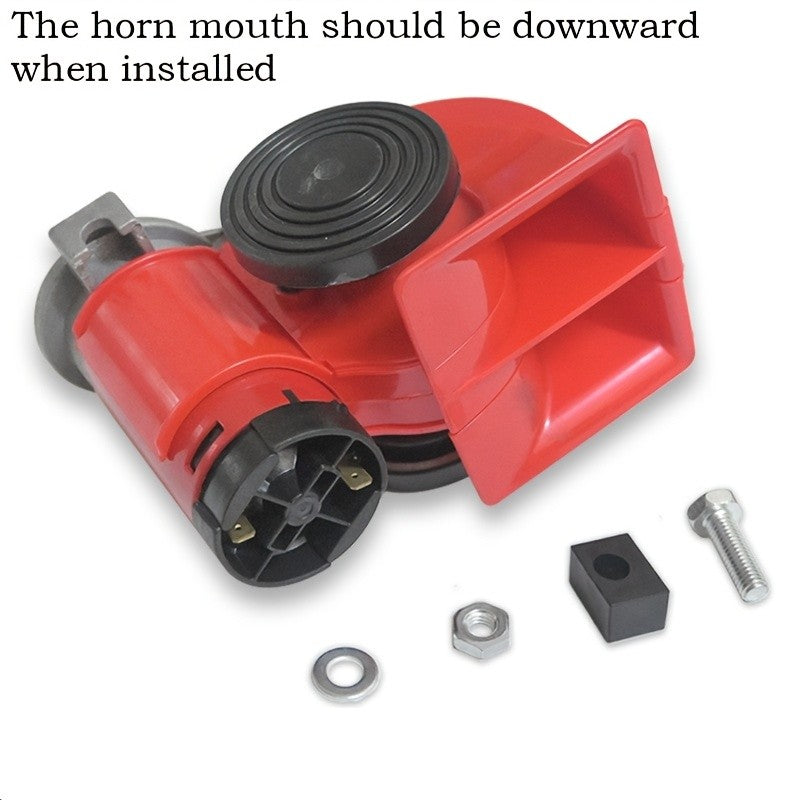 Air Horn Kit 12V 24V Ultra Loud 105-137dB Dual Trumpet Horn with Air Compressor for Truck SUV Motorcycle Boat Train Car Pickup Aluminum Alloy Universal