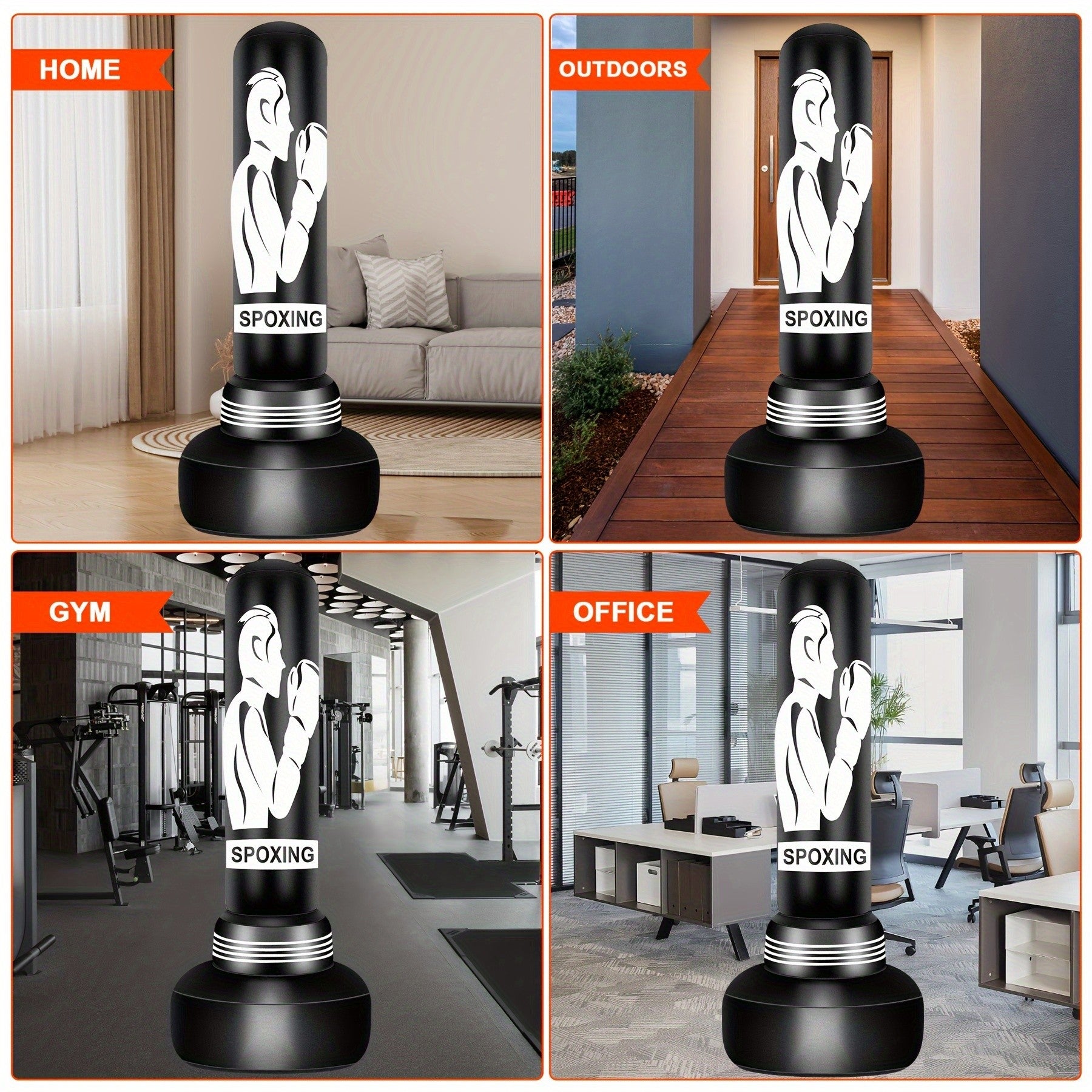 Freestanding Punching Bag with Stand 70 Inch Heavy Boxing Bag with Boxing Gloves Electric Air Pump Inflatable Training Bag for Adults Men Women Teens MMA Muay Thai Fitness Home Gym