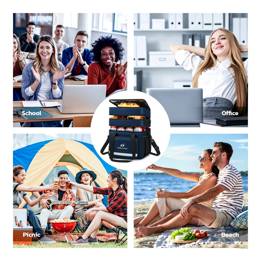 Large Insulated Lunch Bag Triple Compartment 5 Gallon Leakproof – Professional Cooler Tote with Shoulder Strap for Men Women Work Office Camping