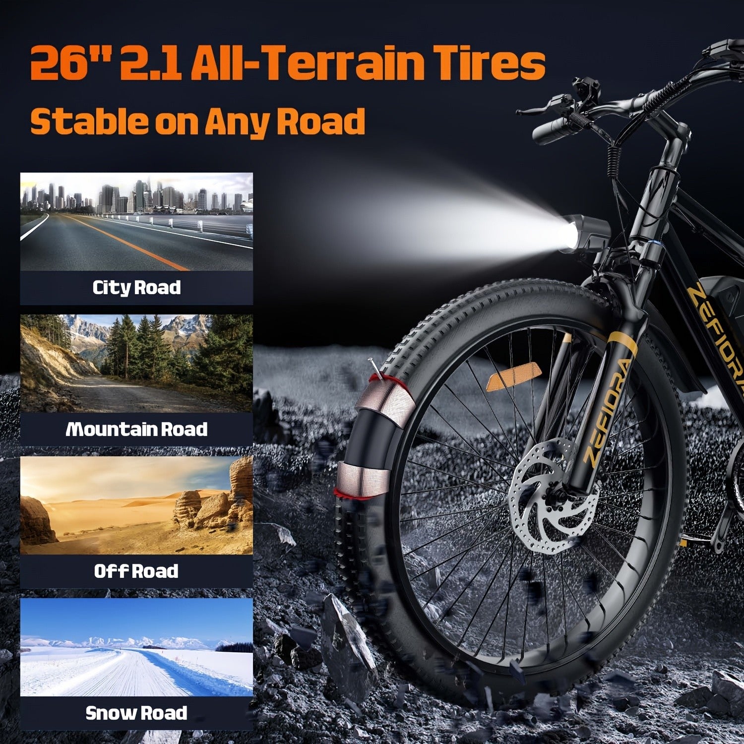 Electric Mountain Bike for Adults 26 Inch 25MPH E-Bike with 48V Removable Battery Shimano 7-Speed 3 Riding Modes Front Suspension - Electric Bicycle with Optional Lock & Phone Mount