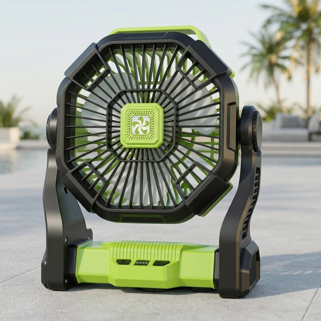 3-in-1 Portable Camping Fan with LED Light & Phone Charger - Rechargeable Battery Tent Fan with Hooks - Desktop Cooling Fan for Camping Patio Travel Sports Events Power Outages