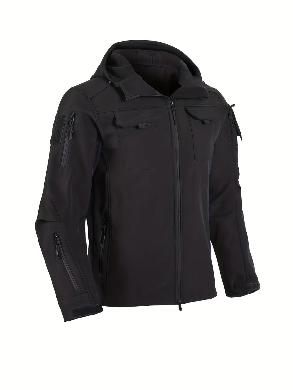 Men's Tactical Jacket Windproof Ripstop Hooded Shell Jacket with Multiple Utility Pockets for Camping Survival Hiking Outdoor Training Sizes S-XXXL Black Green Grey
