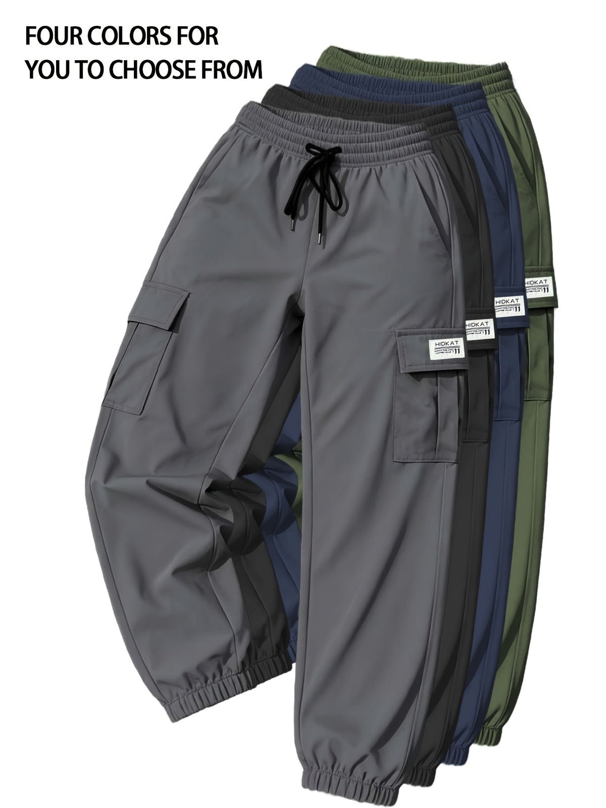 Women's Cargo Pants with Zippered Pockets – Elastic Drawstring Waistband, Large Pocket Casual Outdoor Trousers for Hiking, Travel & Everyday Wear, XS-XXL