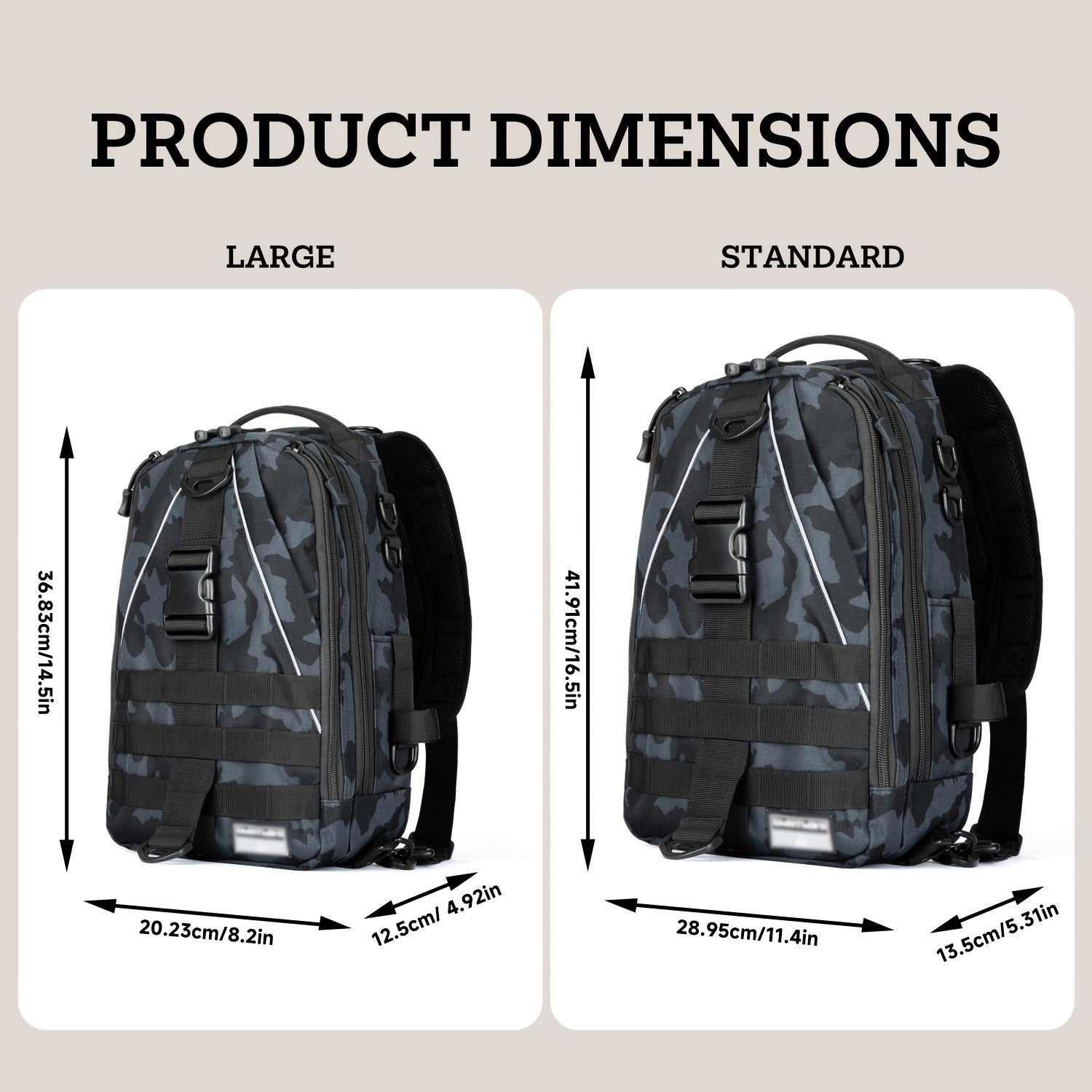Tackle Sling Bag with Rod Holder for Men & Women – Fishing Backpack Daypack, Multi-Pocket Fly Fishing Bag, Camouflage Khaki Black, Standard & Large, Best Fishing Gift for Dad