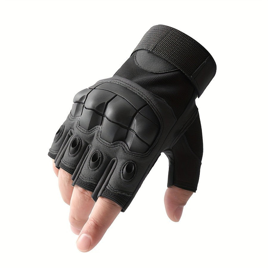 Tactical Half Finger Gloves for Men with Knuckle Protection Touchscreen Compatible Anti-Slip Palm for Combat Training Climbing Cycling Hiking Army Green Sand Black One Size