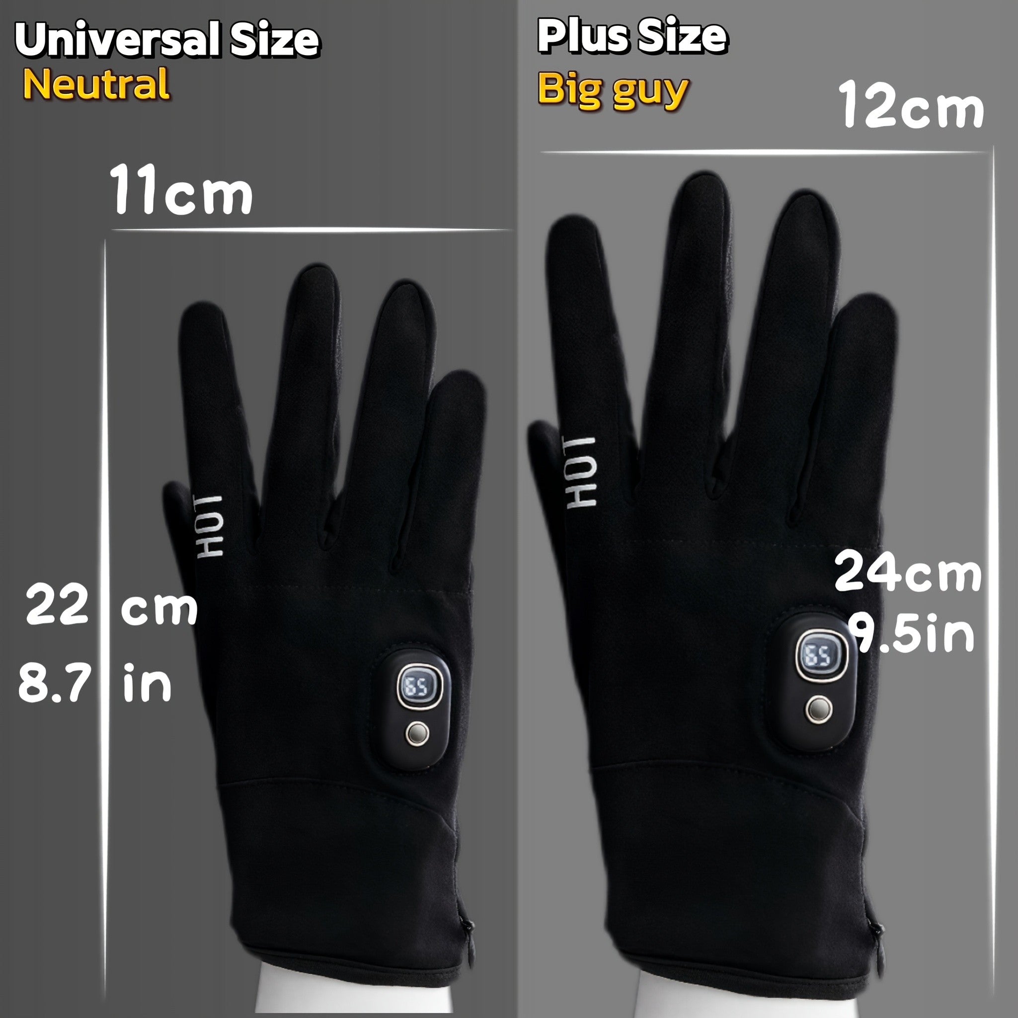 Electric Heated Gloves 3000mAh Rechargeable Hand Warmer Gloves Detachable Fingers 3 Heat Settings Washable Battery Heated Gloves for Cycling Gaming Outdoor Winter Men Women
