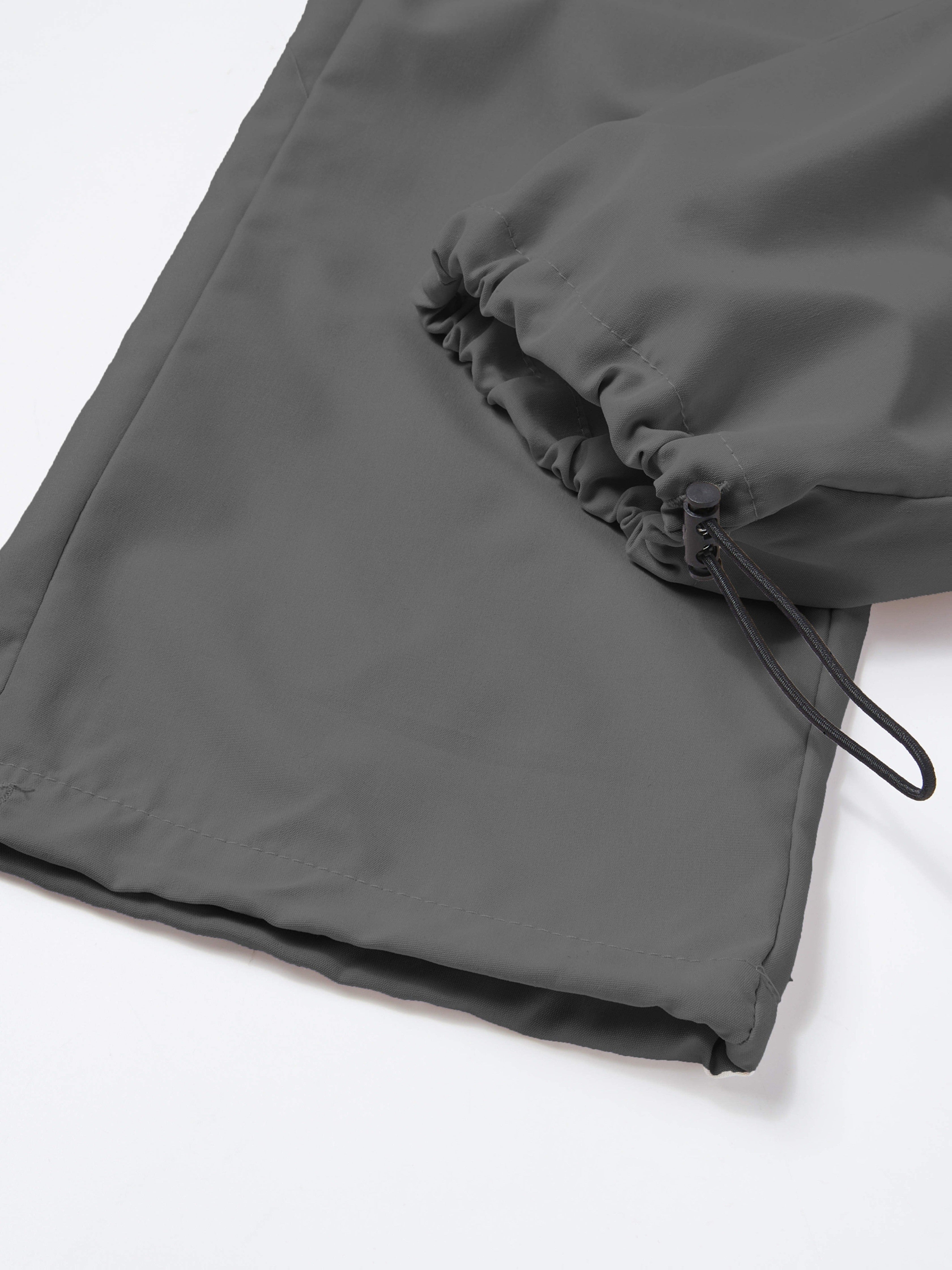 Women's Wide Leg Cargo Pants Elastic Waist Drawstring Multiple Pockets Loose Comfy Casual Trousers for Street Style Hiking Jogging Daily Wear All Season Beige Black Dark Gray Khaki XS-XXL