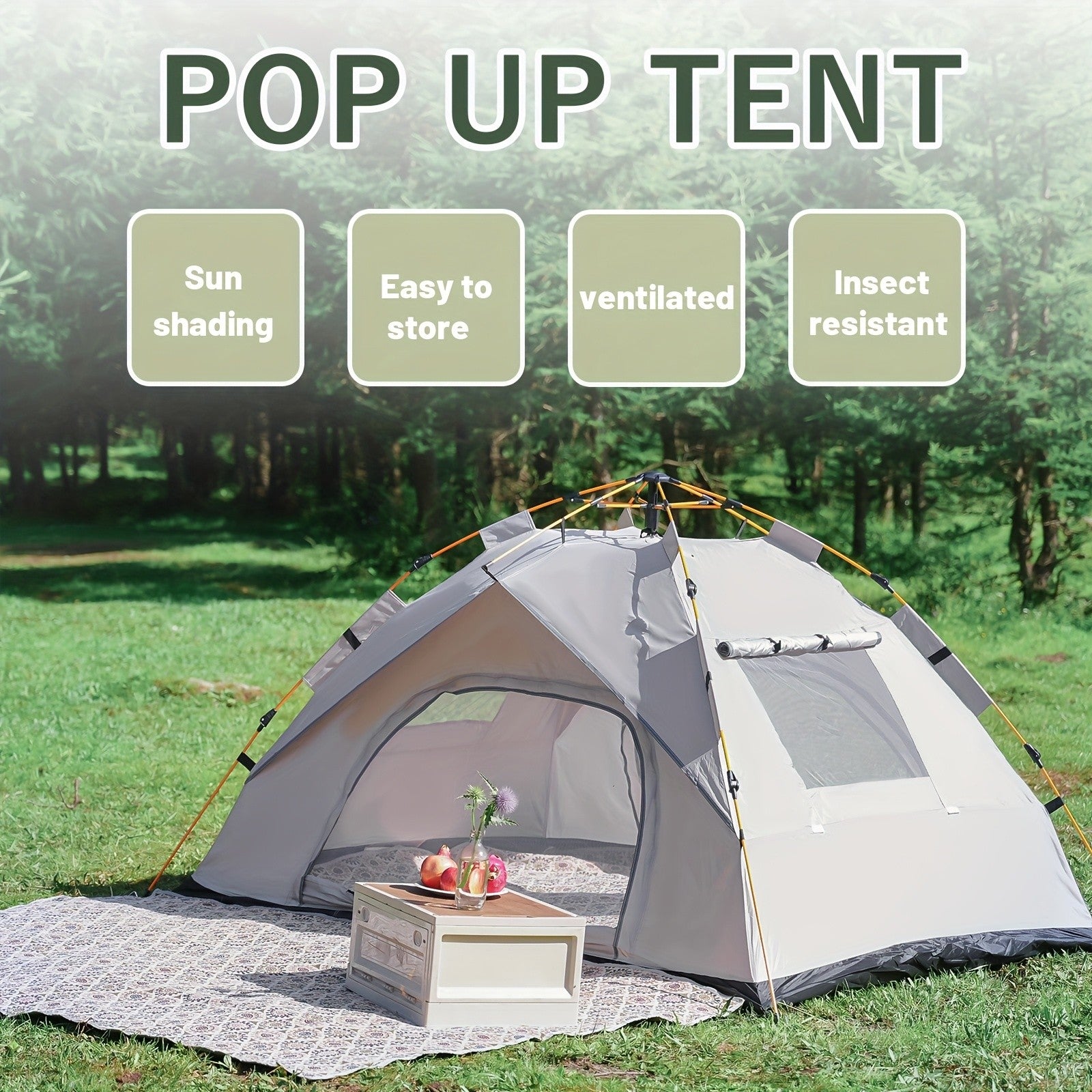 Pop Up Camping Tent Instant Setup 1-3 & 3-4 Person All Season Windproof Lightweight Tent Dual Doors Mesh Windows Hiking Backpacking Outdoor Gear