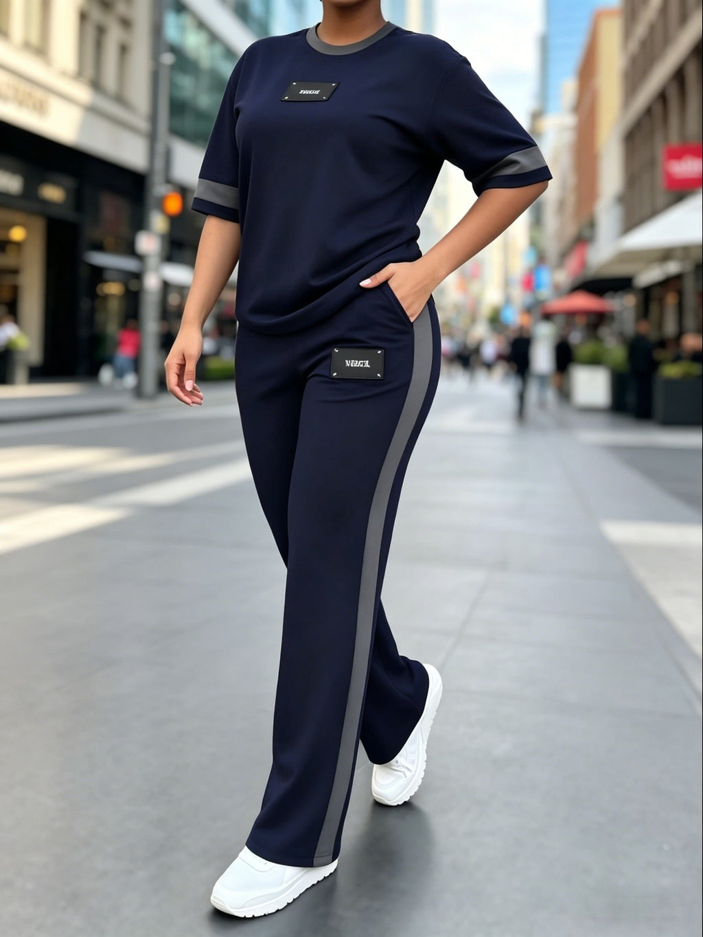 Women's Two-Piece Casual Set Long Sleeve Crew Neck Top Wide Leg Pants Stretchy Soft Loungewear Tracksuit Spring Summer Workout Commute Outfit S-XXL Multi-Color