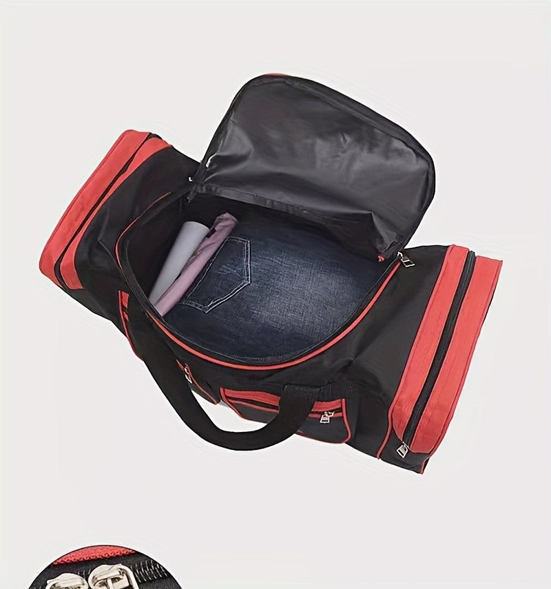 Large Capacity Duffel Bag Heavy Duty – Multi-Pocket Gym Travel Camping Outdoor Bag with Adjustable Strap for Men Women Black Blue Red