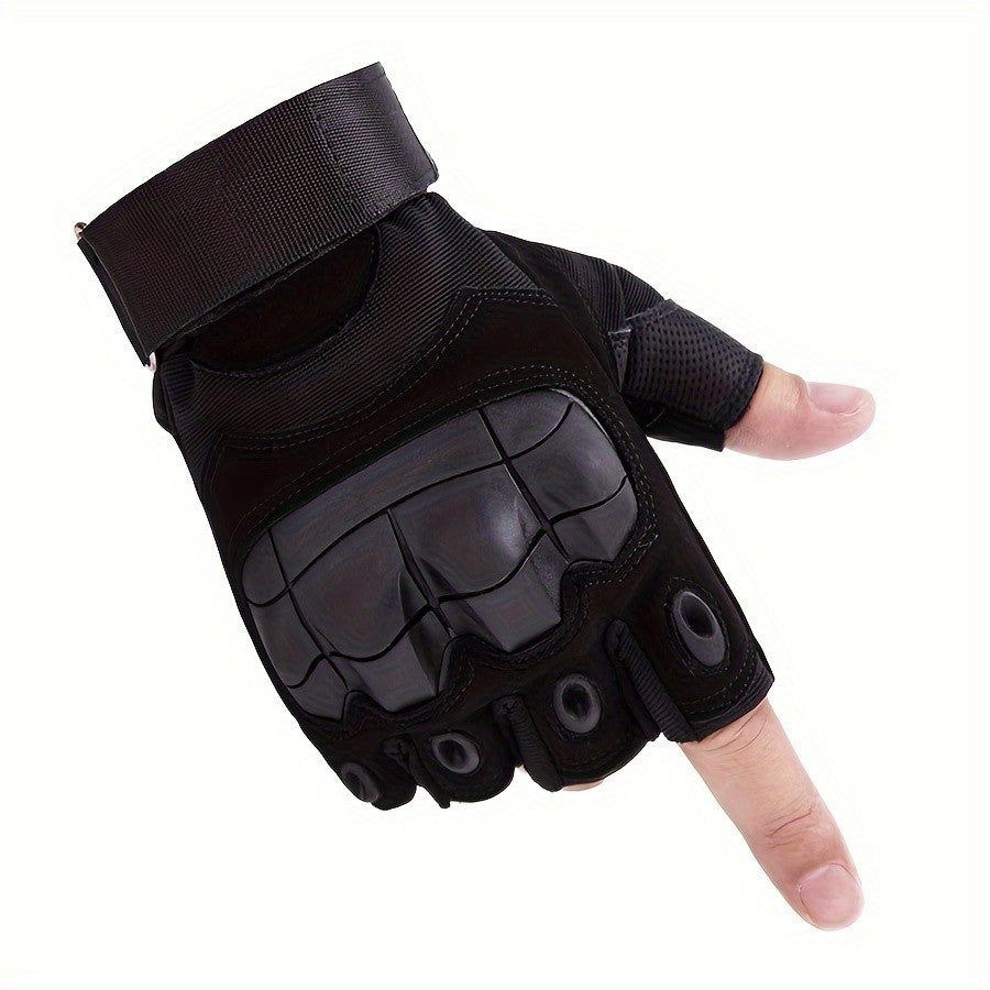 Tactical Half Finger Gloves for Men with Knuckle Protection Touchscreen Compatible Anti-Slip Palm for Combat Training Climbing Cycling Hiking Army Green Sand Black One Size