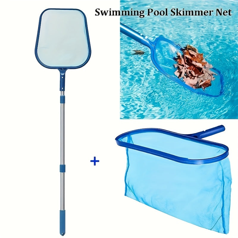 Pool Skimmer Net Set 3 Pack with Adjustable 17-40 Inch Telescopic Pole, Fine Mesh Leaf Skimmer for Swimming Pool Hot Tub Spa Fountain, Pool Cleaning Net with Extendable Handle