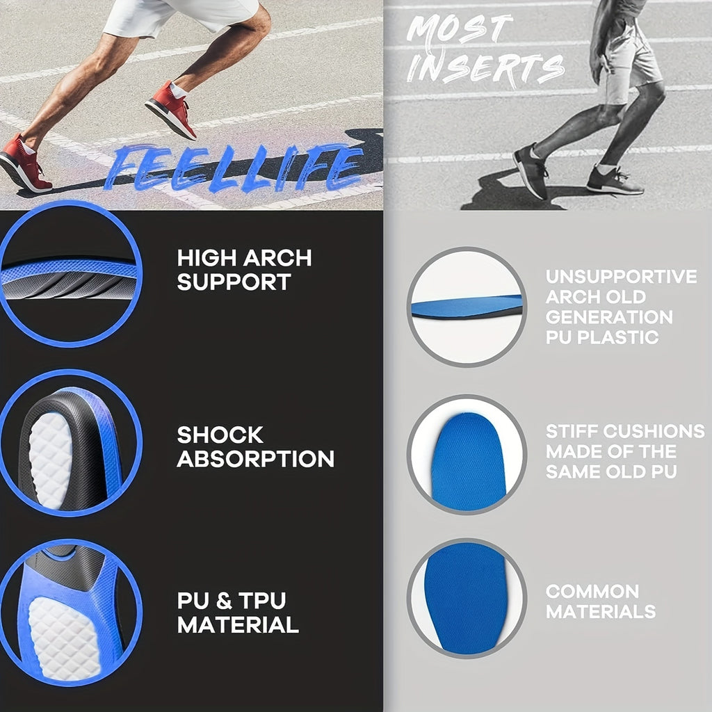 Arch Support Insoles for Plantar Fasciitis & Flat Feet – Heavy Duty Shoe Inserts for Men & Women, 300+ LBS Support, Gel Cushion Insoles for Work Boots, Running, Hiking, Standing All Day Comfort
