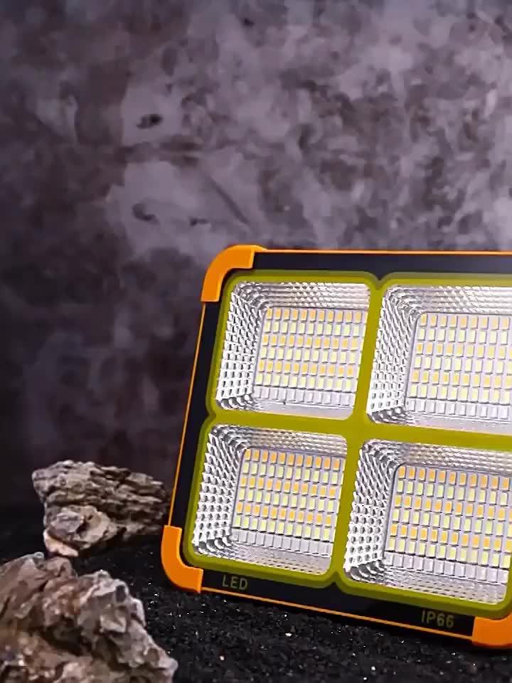 Solar LED Work Light 2000 Lumens Magnetic Hook Adjustable Brightness Solar USB Dual Charging Rechargeable Searchlight Spotlight for Camping Hiking Outdoor Garage Emergency