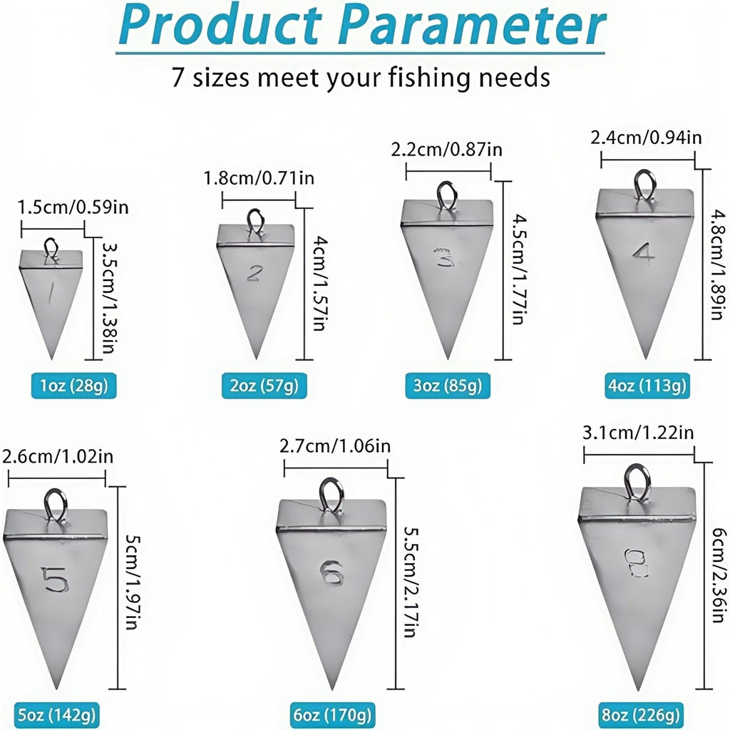 Pyramid Fishing Sinkers 1oz-10oz Multi-Pack Saltwater Freshwater Surf Bottom Fishing Weights for Bass Pompano Drum Croaker Sand-Perch Tackle Accessories
