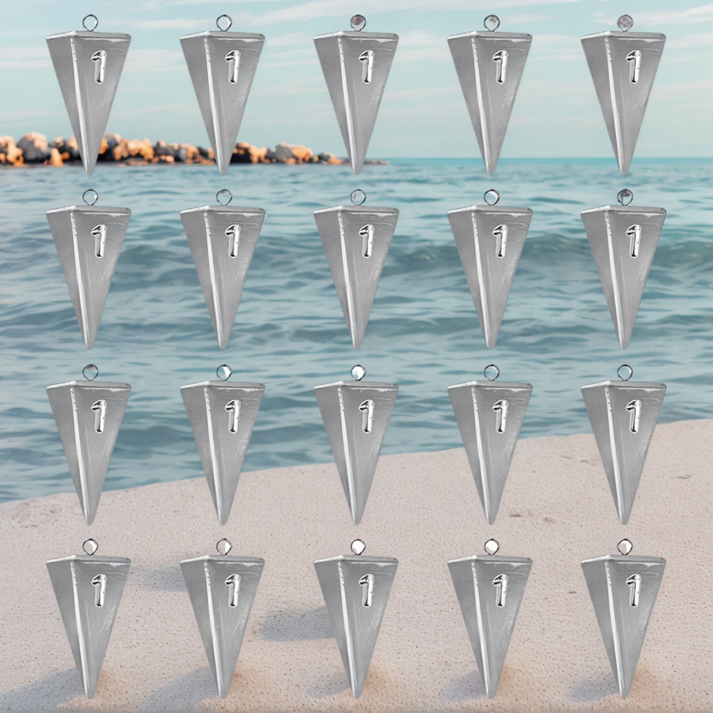 Pyramid Fishing Sinkers 1oz-10oz Multi-Pack Saltwater Freshwater Surf Bottom Fishing Weights for Bass Pompano Drum Croaker Sand-Perch Tackle Accessories