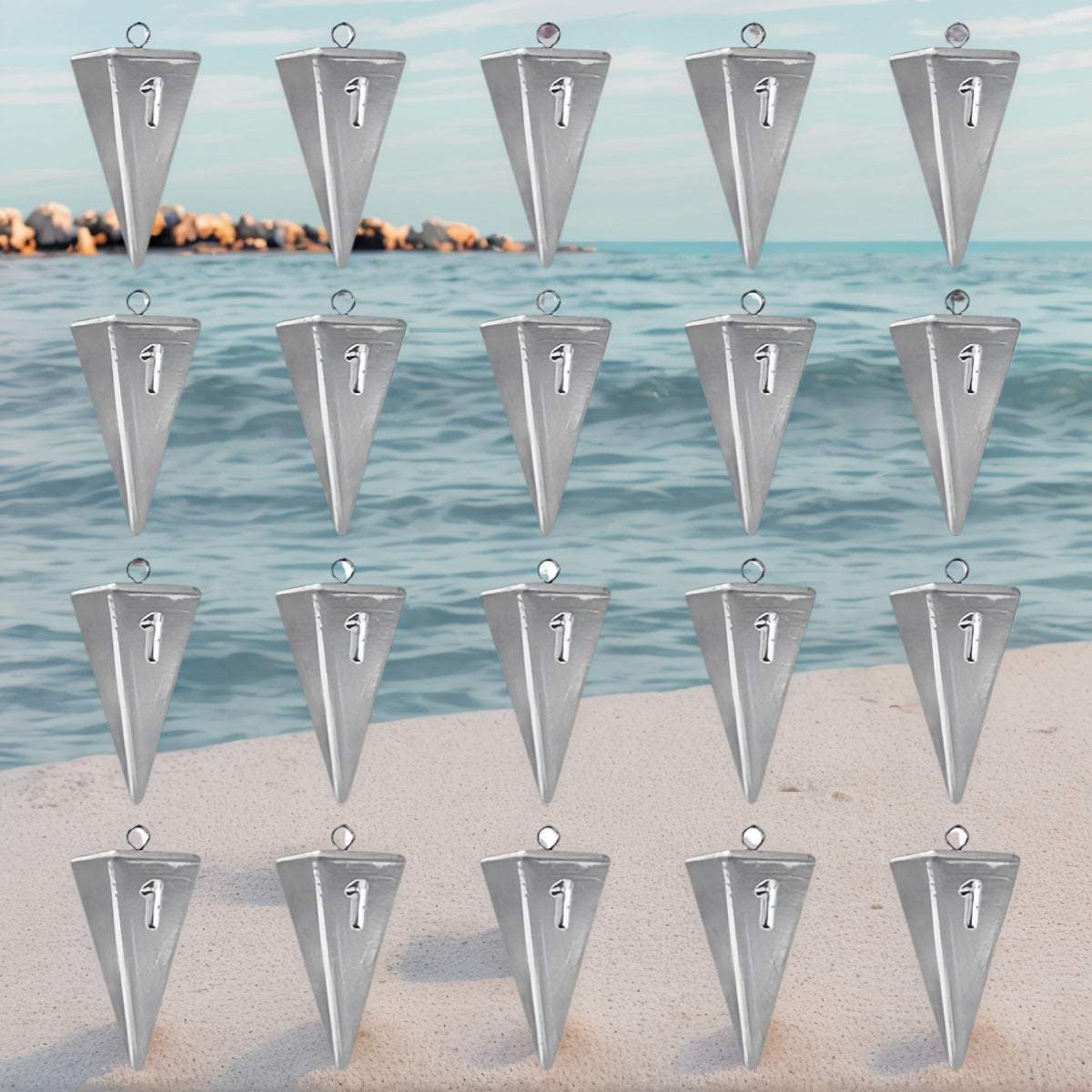 Pyramid Fishing Sinkers 1oz-10oz Multi-Pack Saltwater Freshwater Surf Bottom Fishing Weights for Bass Pompano Drum Croaker Sand-Perch Tackle Accessories