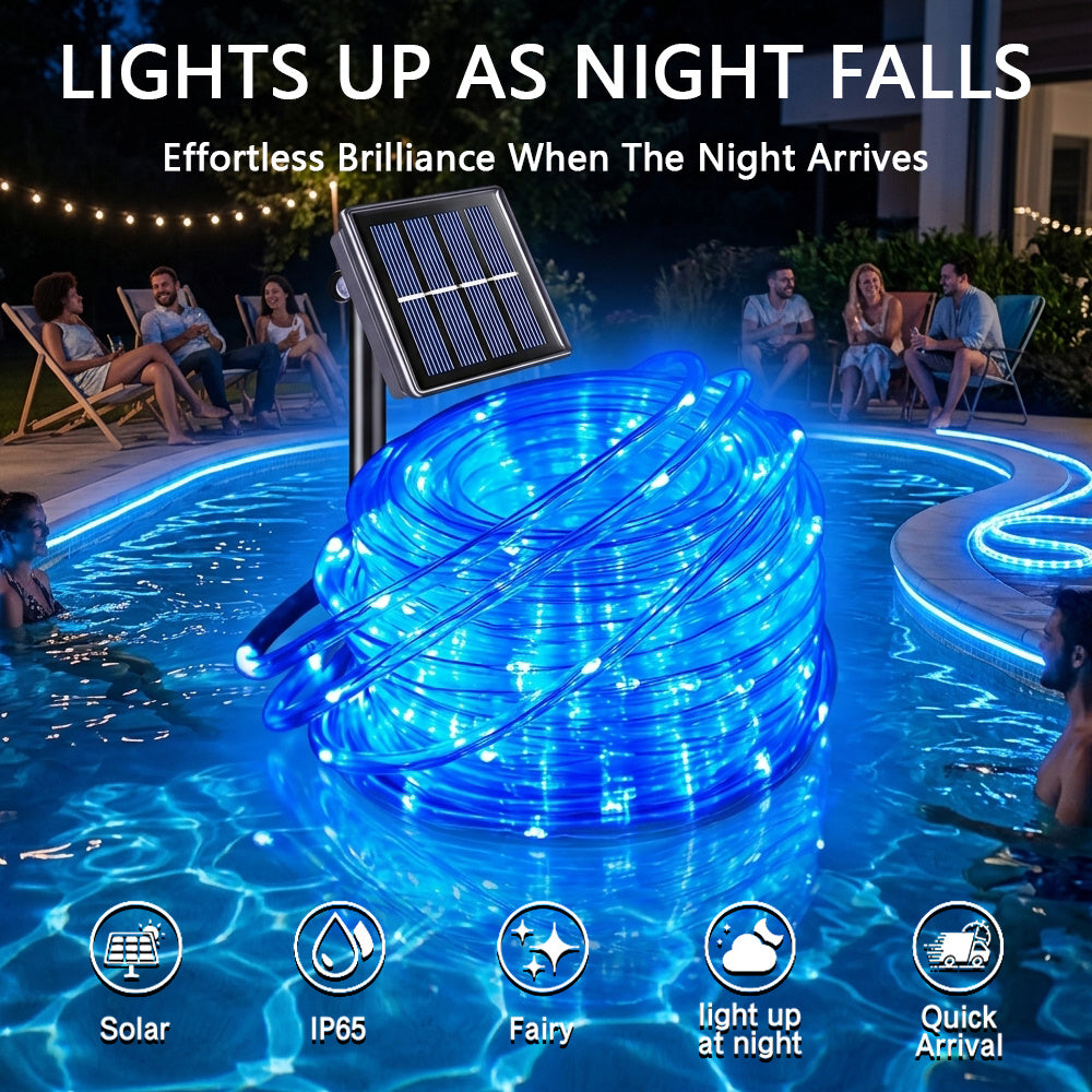 Solar LED Color Changing Light Strip Submersible Pool Lights – Outdoor String Lights for Patio Garden Fence Holiday Party Decor RGB Pure White Warm White Ocean Blue Multiple Lengths