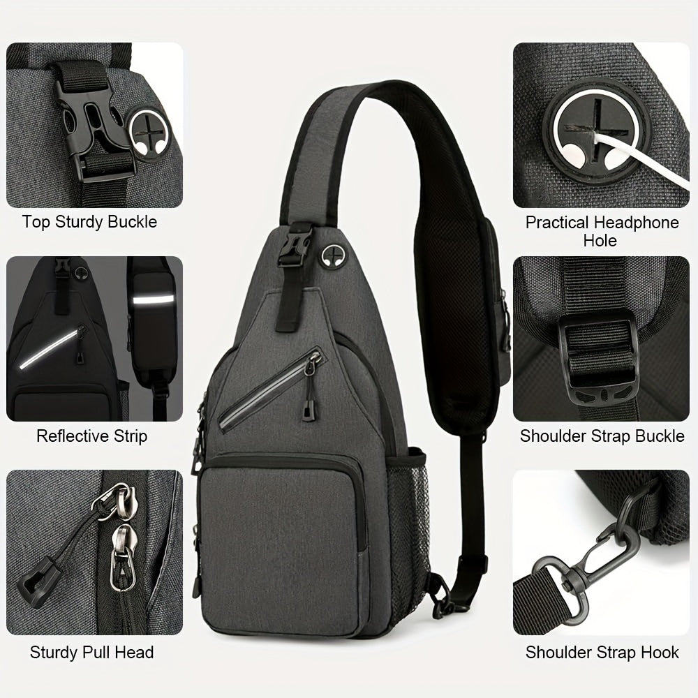Crossbody Sling Bag for Men Women Large Capacity – Single Shoulder Travel Bag Multi-Purpose Outdoor Hiking Commuter Everyday Carry EDC Bag Secure Zipper Closure Unisex 14 Colors