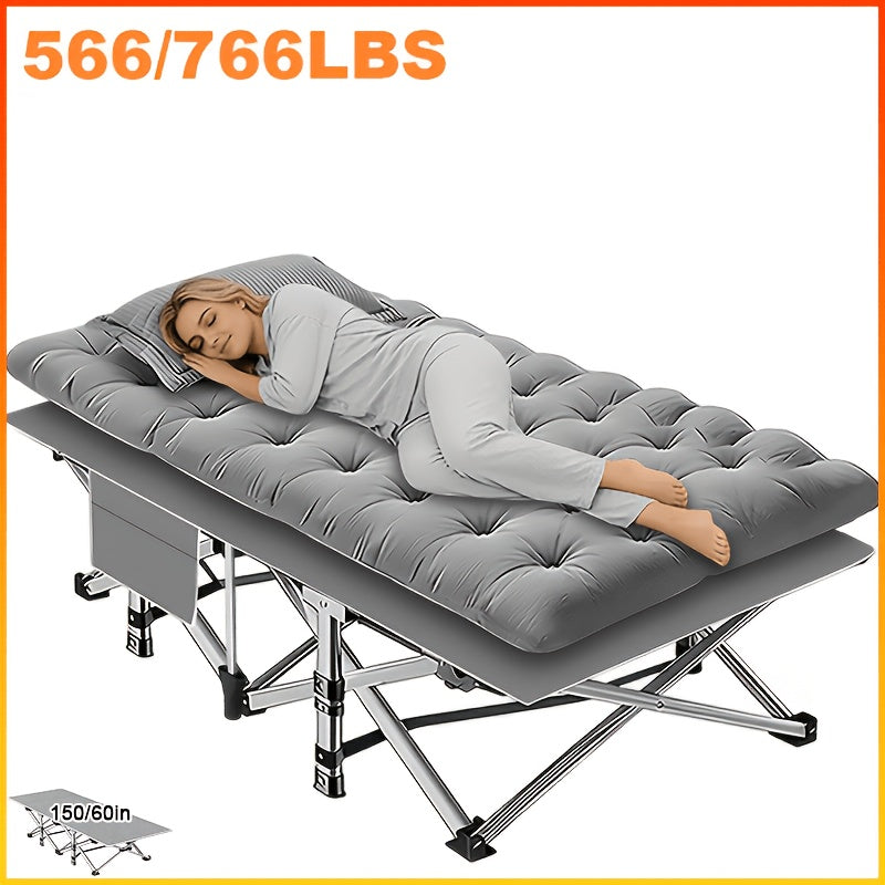67/79-inch Options Available; Mattress Option; Camping Bed, Portable Folding Guest Bed, Weight Capacity 566/766 Lbs, Adult Outdoor Travel Bed, Suitable for Patios And Camping, Elegant Outdoor Furniture