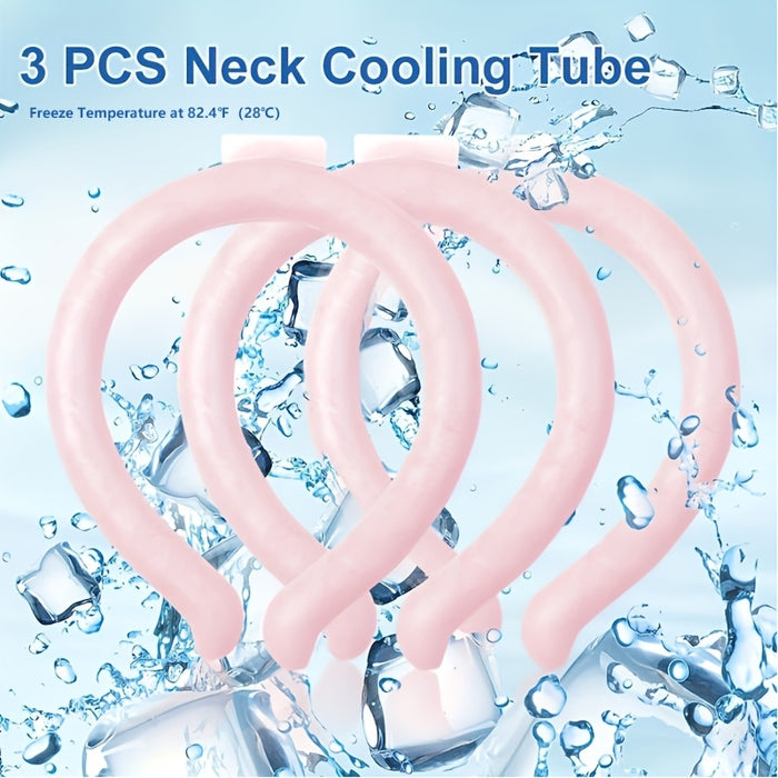 Neck Cooler Ice Ring 3 Pack Wearable Cooling Tube Gel Wrap for Hot Weather Summer Heat Outdoor Workers Sports Hot Flashes Fever Freezes at 28°C Blue White Pink Green