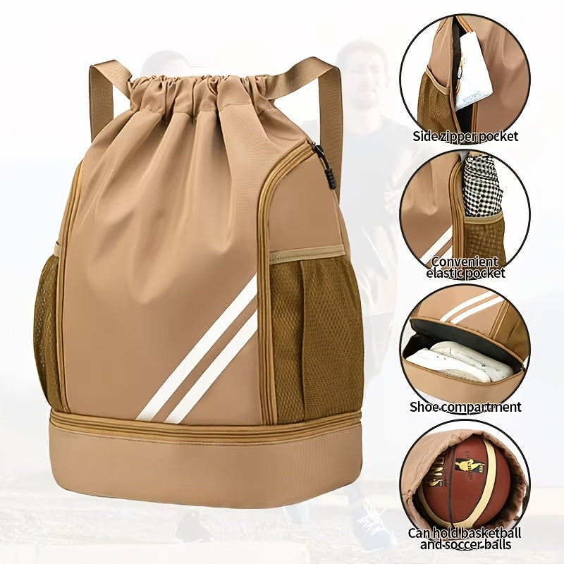 Drawstring Sports Backpack Gym Bag Lightweight for Men & Women – Basketball, Yoga & Fitness Bag with Shoulder Strap, Polyester Lining & Drawstring Pouch