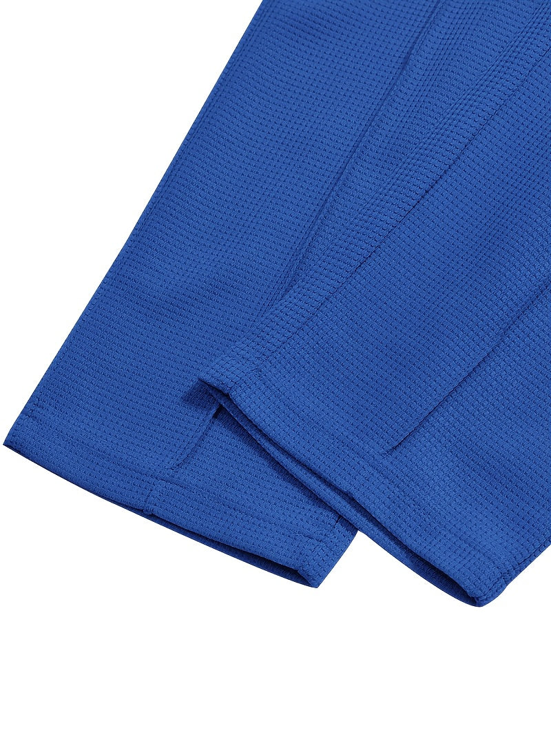 Men's Waffle Knit 2-Piece Set Long Sleeve & Jogger Pants – Breathable Matching Tracksuit for Gym, Casual & Outdoor Wear, Sizes M-XXXL, 4 Colors