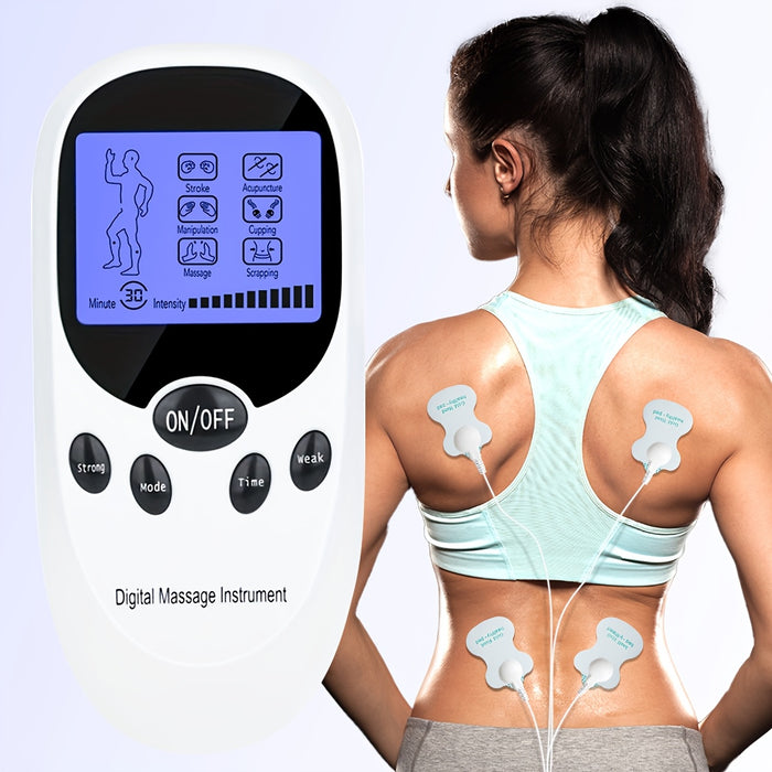 TENS EMS Dual Channel Muscle Relief Pulse Massager - 8 Electrodes, 6 Modes, Pain Relief for Shoulders, Back & Knees, Portable Electric Muscle Stimulator for Recovery & Relaxation