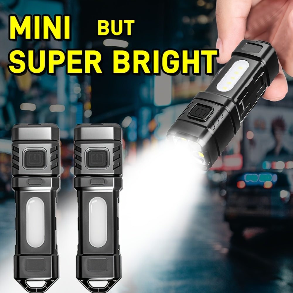 Mini LED Flashlight 3-Pack & 6-Pack Ultra Bright 2000 Lumens – USB-C Rechargeable Handheld Flashlight with COB Light, Back Clip, 4 Modes, 300M Beam for Camping Hiking Hunting Fishing Survival