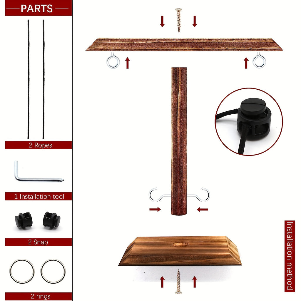 Wooden Ring Toss Game Hook and Ring Game - Indoor Outdoor Party Game for Family Gatherings Bar Backyard Camping, Easy Assembly Natural Wood Design, Fun Holiday Gift for Adults Kids