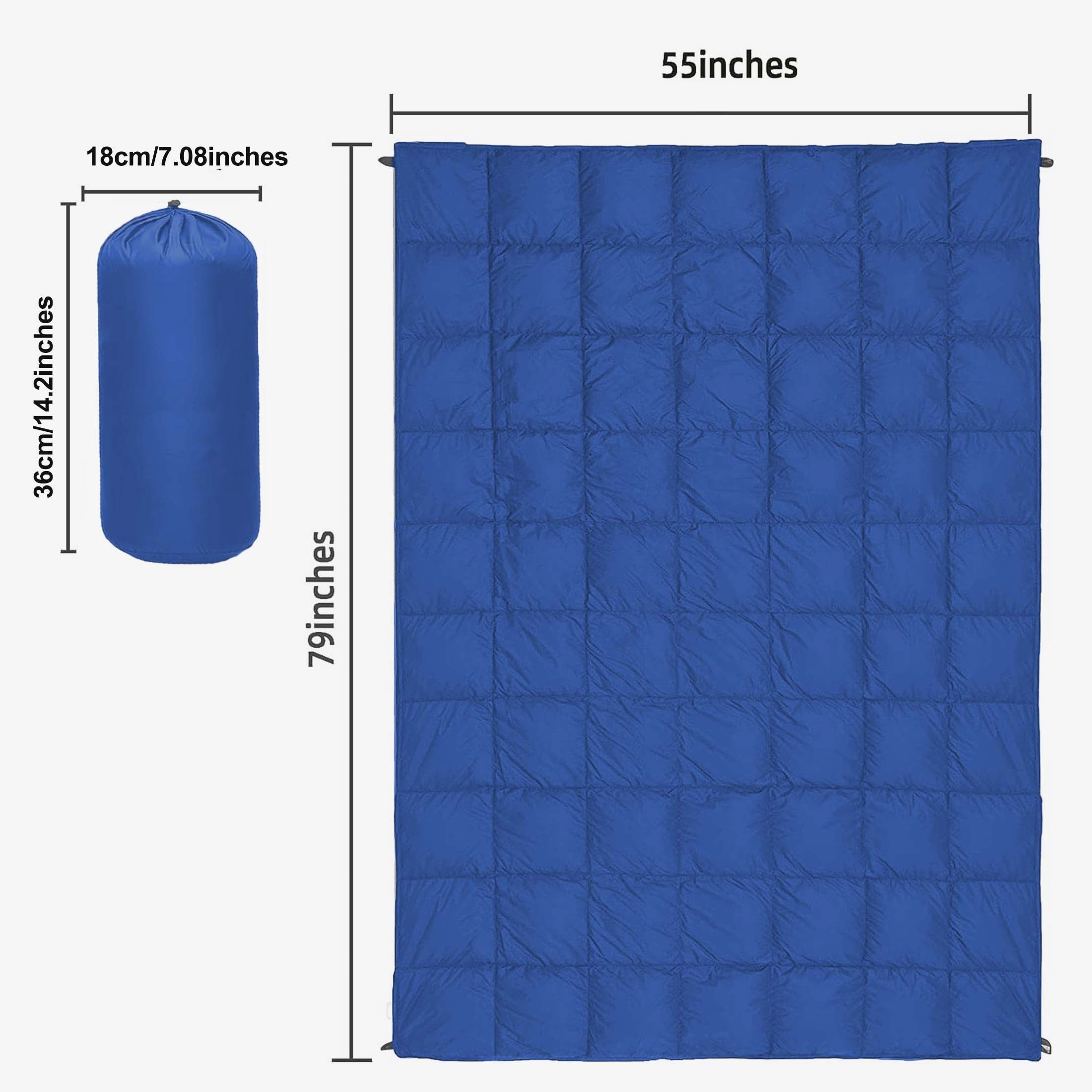 Camping Blanket Puffy Waterproof Foldable Lightweight Warm Outdoor Blanket with 3D Eye Mask for Camping Hiking Travel Stadium Beach 55x79in