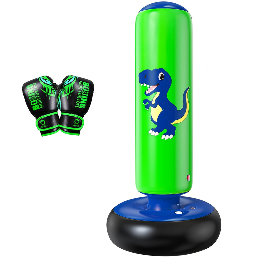 Inflatable Punching Bag for Kids 48-Inch Dinosaur Shaped with Boxing Gloves – Freestanding Bop Bag for Karate, Taekwondo & Active Play, Indoor Outdoor Gift for Boys & Girls