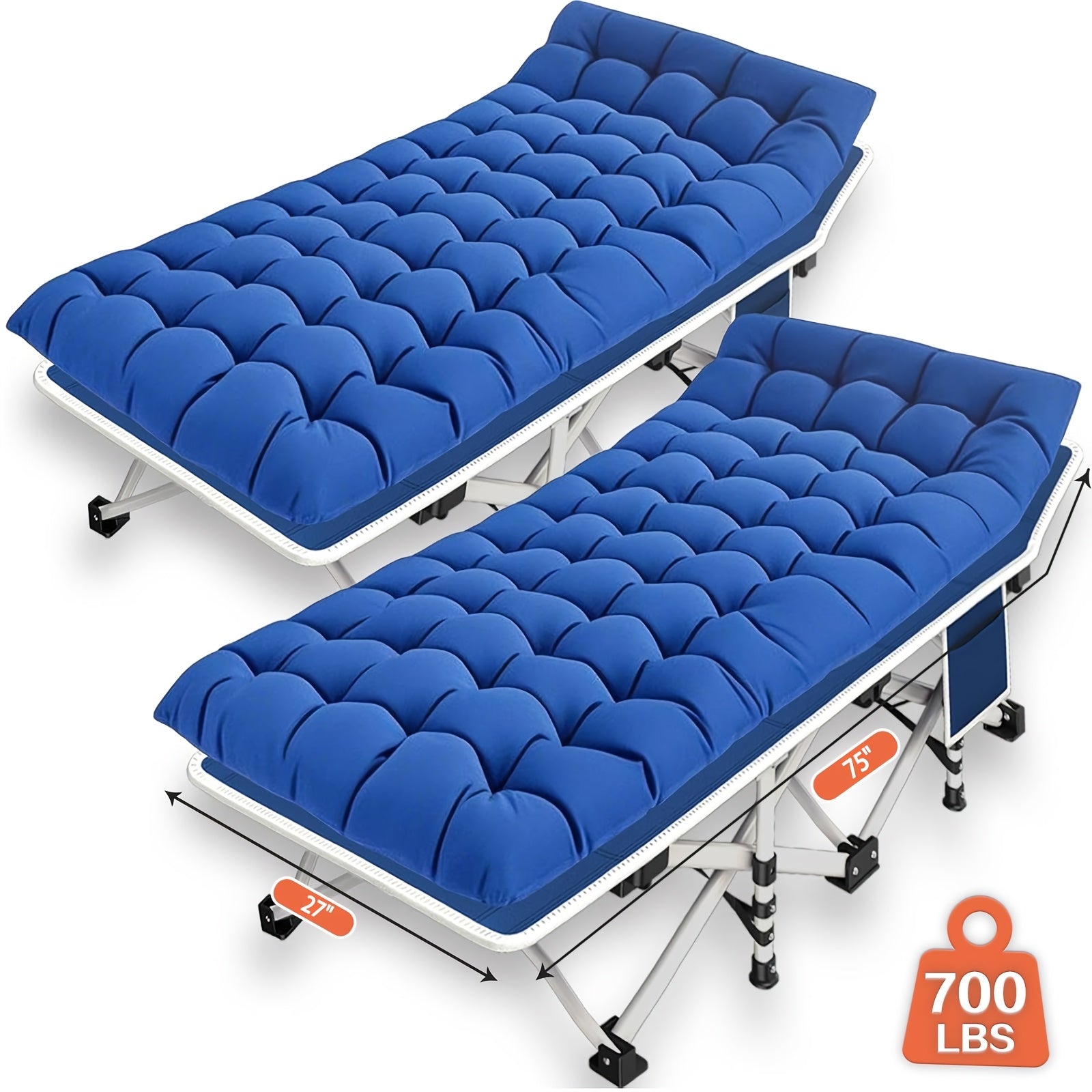 Folding Camping Cot with Mattress XXL Oversize 75"-79" Heavy Duty 700-900 LBS – Portable Guest Bed & Sleeping Cot with Carry Bag for Camping, Travel, Indoor & Outdoor Use