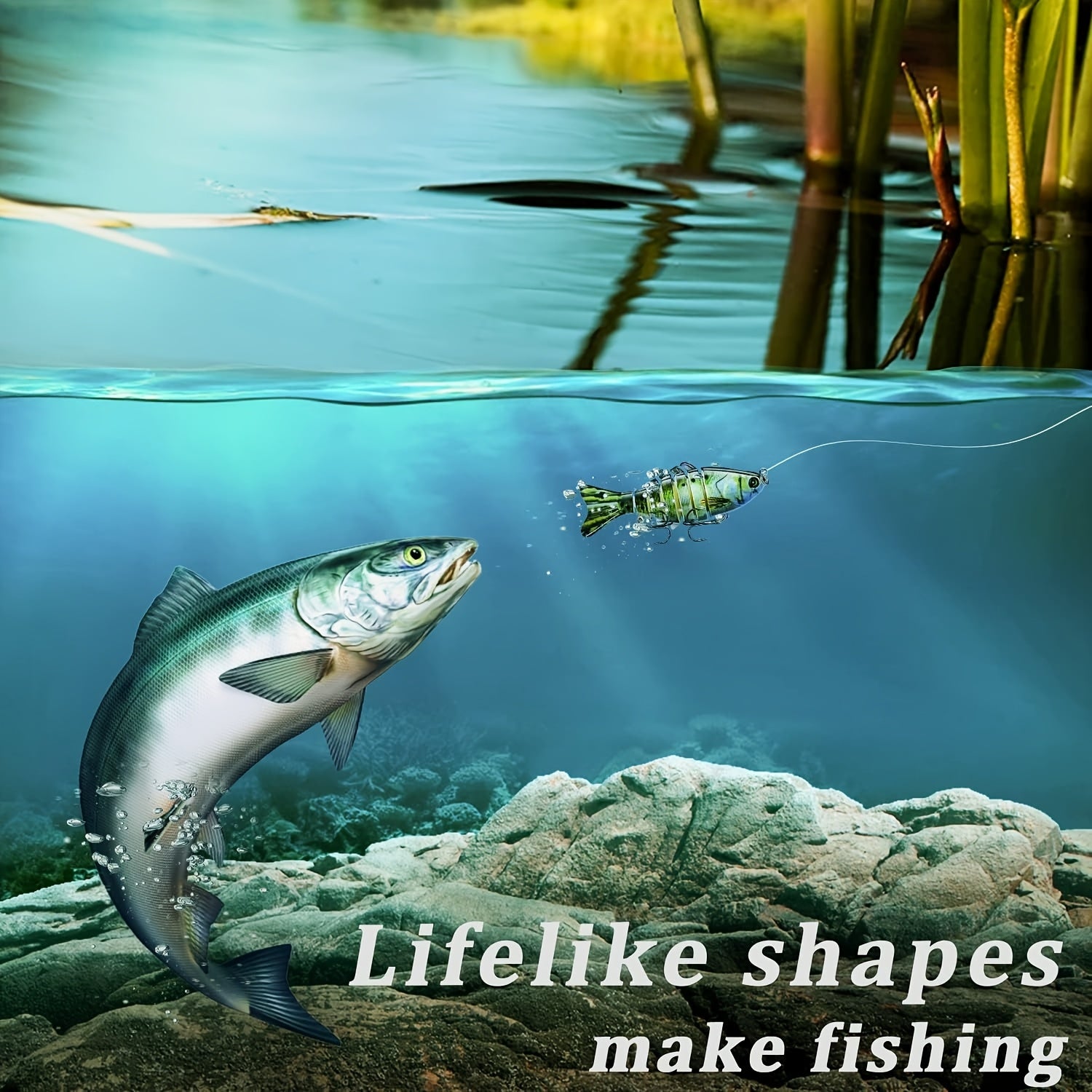 Swimbait Fishing Lures Set 5 Pack – Multi-Jointed Lifelike Hard Bait for Bass, Trout, Pike & Walleye, Freshwater & Saltwater, Treble Hooks Included, Tackle Kit for All Skill Levels