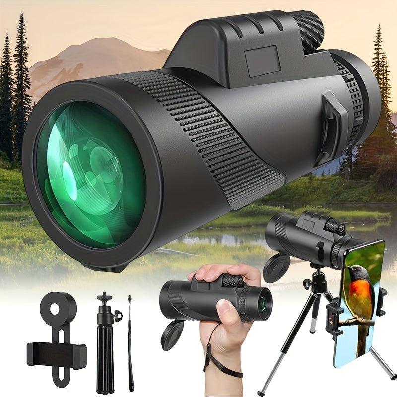 10x42 Monocular Telescope with Phone Adapter & Tripod HD FMC Lens Compact Portable Scope for Bird Watching Wildlife Hiking Camping Concerts Sports