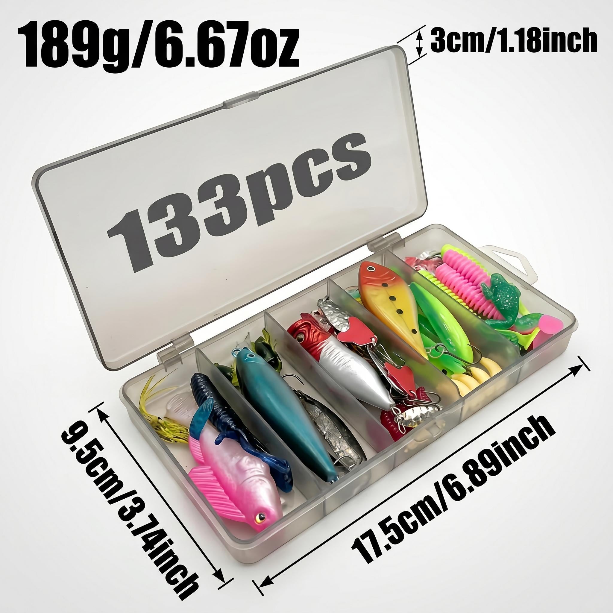 133-Piece Fishing Kit – Spinner Baits Wobblers Lead Jigs Sinkers Hooks & Storage Box Complete Freshwater Beginner Tackle Set for Bass Trout Carp
