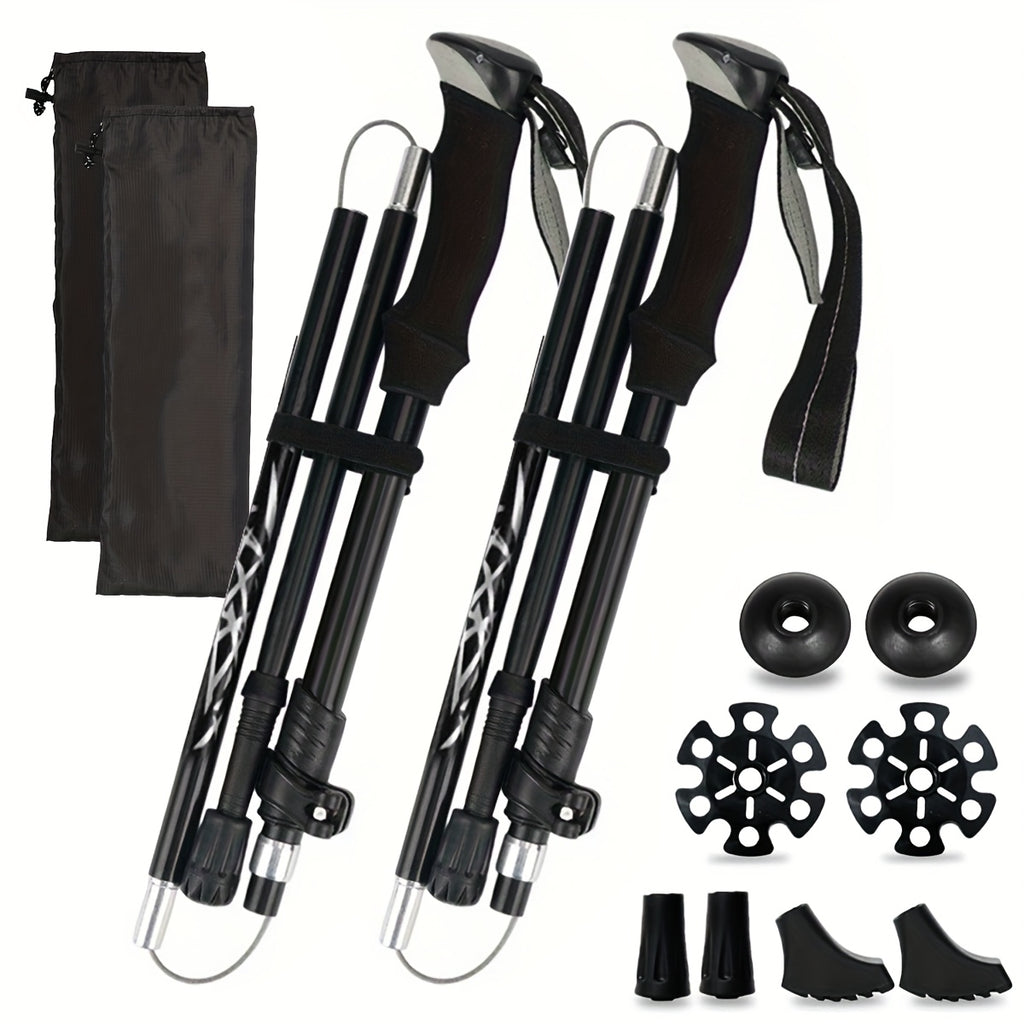 Foldable Trekking Poles 2 Pack with Carrying Case – Lightweight Aluminum Alloy Hiking Sticks, Quick-Lock, Ergonomic Non-Slip Grips for Men & Women Camping Travel, 7 Colors