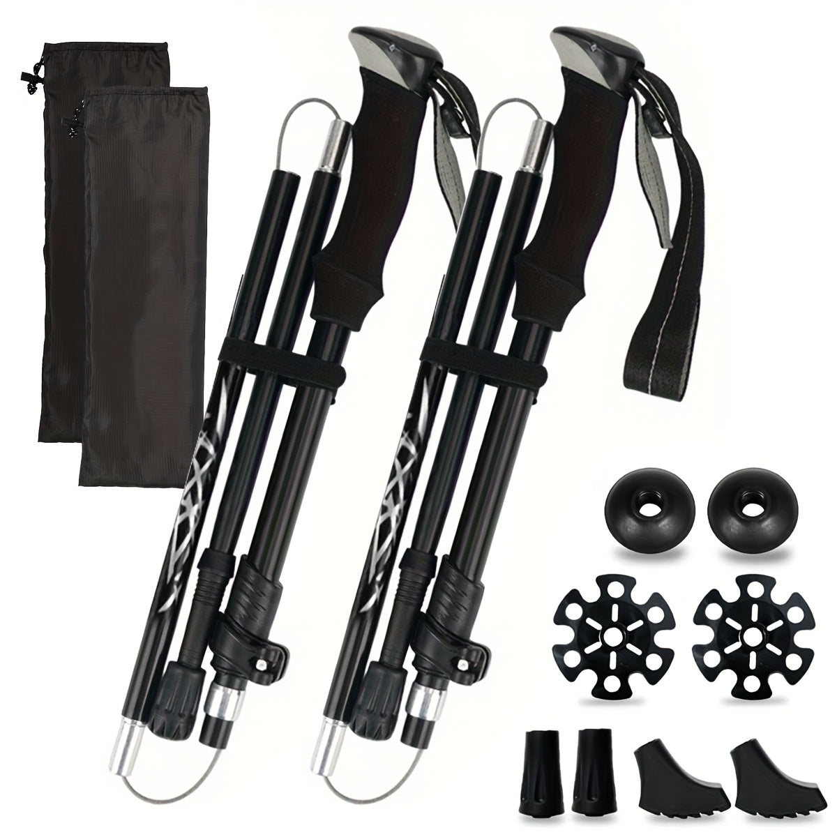 Foldable Trekking Poles 2 Pack with Carrying Case – Lightweight Aluminum Alloy Hiking Sticks, Quick-Lock, Ergonomic Non-Slip Grips for Men & Women Camping Travel, 7 Colors
