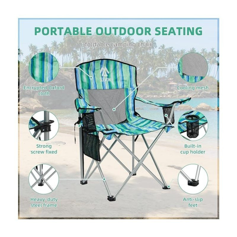 Folding Camping Chair with Canopy Sunshade Portable Beach Chair – 225 lbs Support Wide Seat Cup Holder Carrying Bag for Outdoor Lawn
