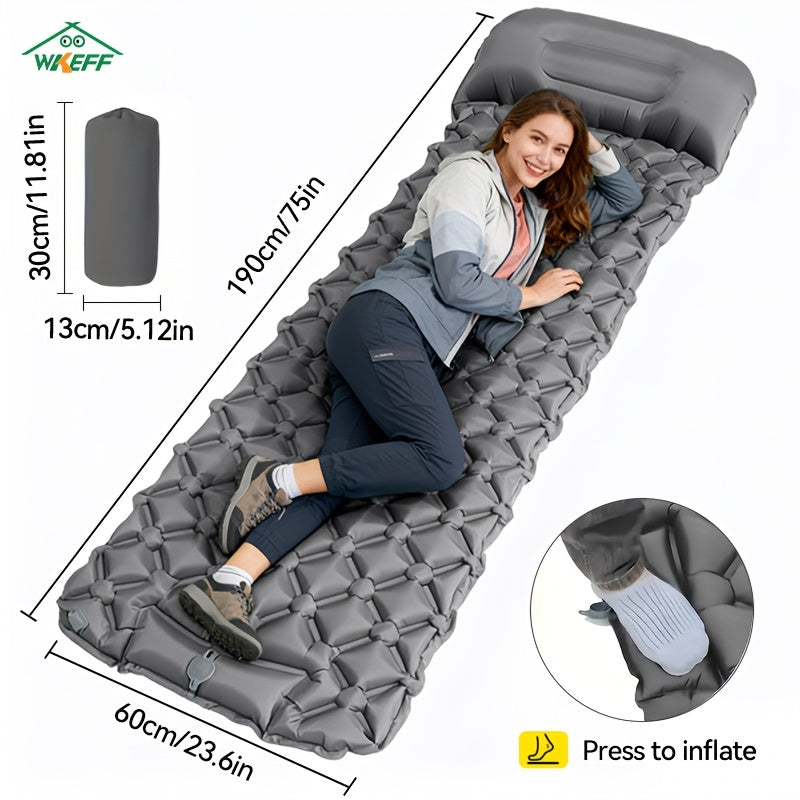 Inflatable Sleeping Pad for Camping with Pillow & Built-in Foot Pump – Ultralight Compact Camping Mattress for Backpacking, Hiking, Car Travel, Beach & Tent, Multiple Colors