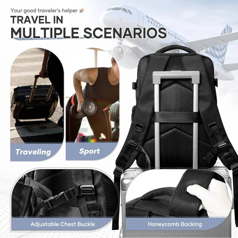 Vacuum Seal Compression Backpack with Air Pump – Expandable Large Capacity Travel Laptop Bag Space Saver Oxford Cloth Carry-On for Men Women Hiking Commuting Weekend Trip Peacock Blue Green Black