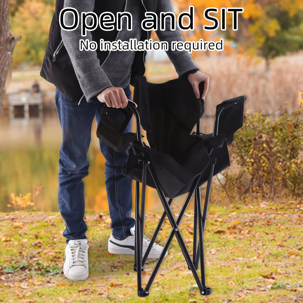 Folding Camping Chairs Set of 2 with Cup Holder & Storage Bag – Steel Frame Oxford Cloth Portable Outdoor Chairs for Camping, BBQ, Beach, Backyard & Tailgate